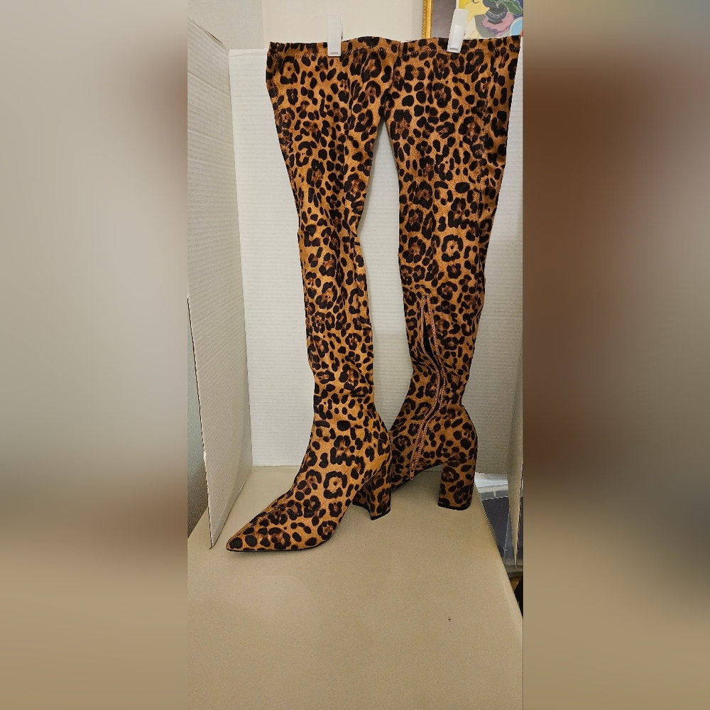 Leopard Print Over-the-Knee Boots, Only Size 8 Available!